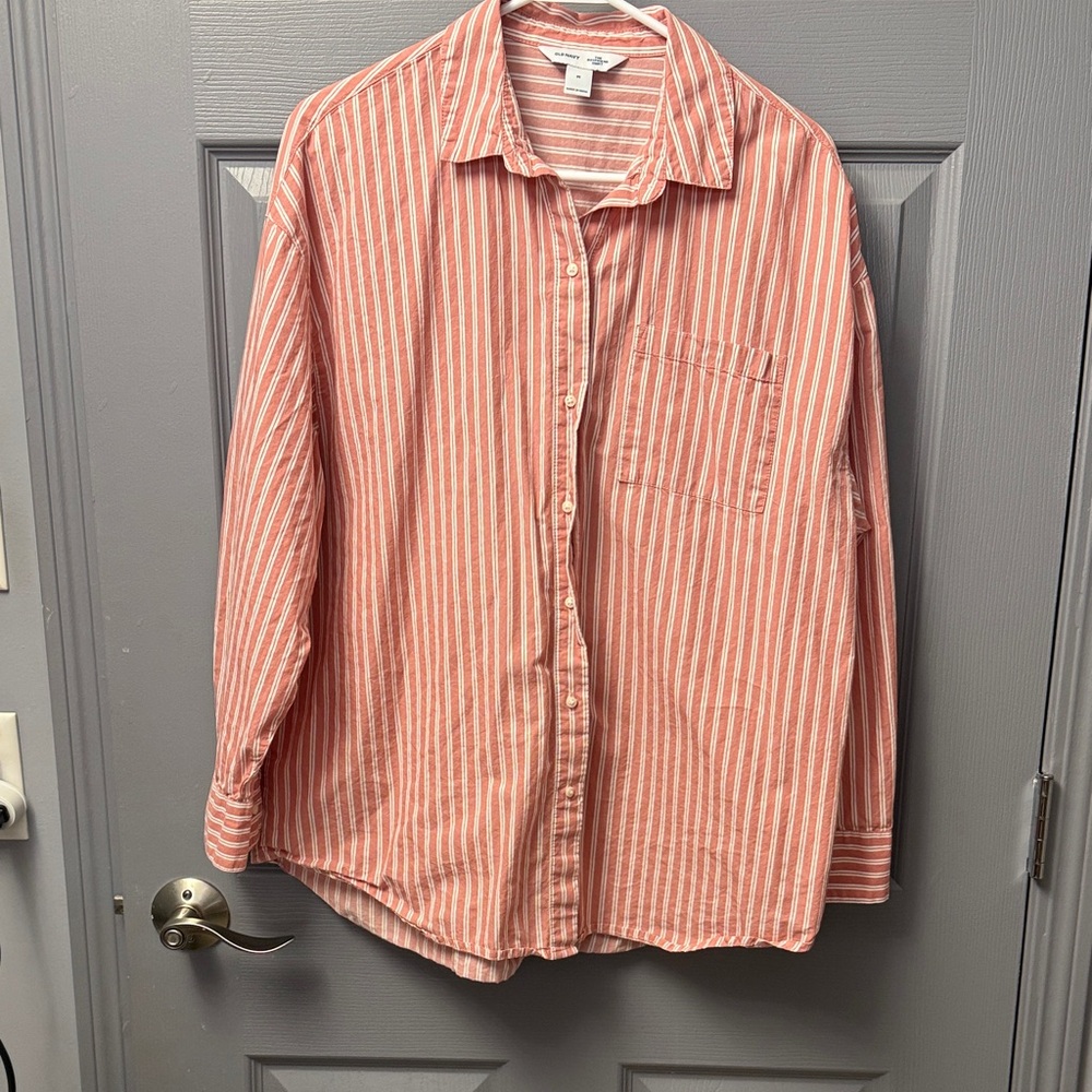 Old Navy Pink Striped Button-Down Shirt